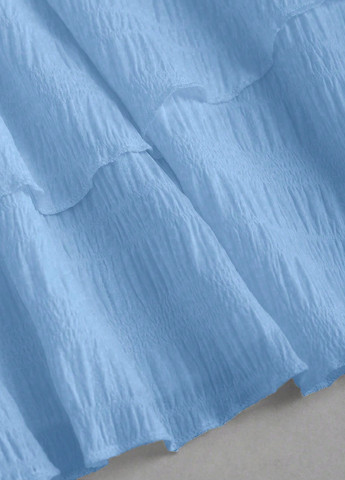 Блакитна кежуал сукня бандо, з відкритими плечима, з спідницею-сонце SHEIN однотонна