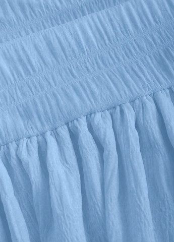 Блакитна кежуал сукня бандо, з відкритими плечима, з спідницею-сонце SHEIN однотонна