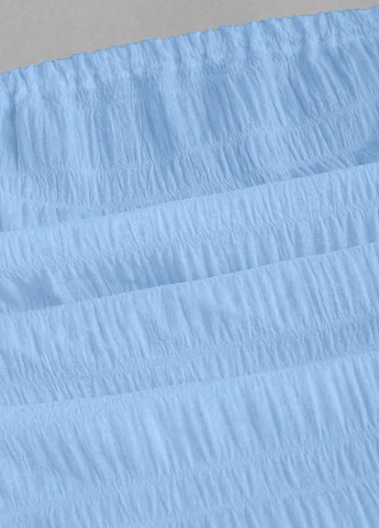 Блакитна кежуал сукня бандо, з відкритими плечима, з спідницею-сонце SHEIN однотонна