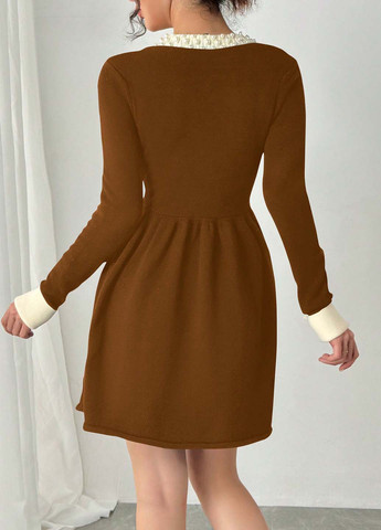 Коричнева кежуал сукня кльош SHEIN колор блок