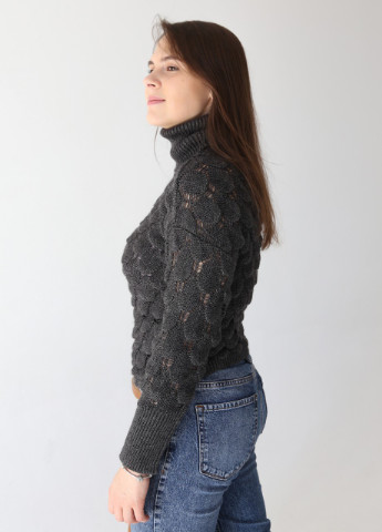Темно-серый демисезонный свитер женский темно-серый укороченный вязаный Bebe Приталенный