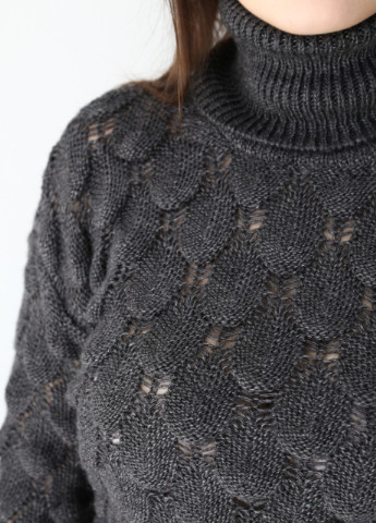 Темно-сірий демісезонний жіночий светр темно-сірий укорочений в'язаний Bebe Приталенный