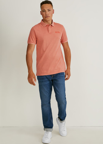 Оранжевая футболка-поло для мужчин C&A с надписью