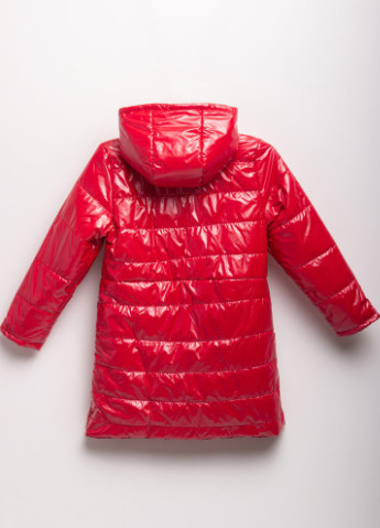 Красная демисезонная куртка длинная 22688 Одягайко