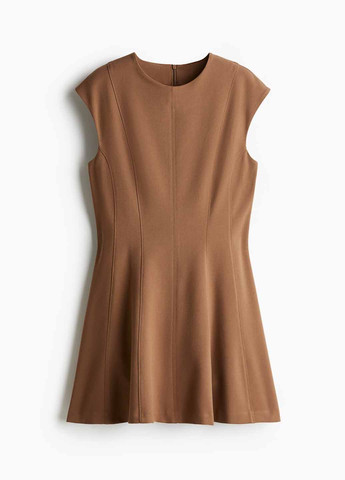 Темно-бежевое кэжуал платье клеш H&M однотонное