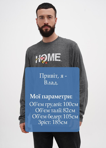 Серый демисезонный кэжуал лонгслив My State Threads с надписями