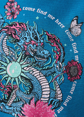 Синий свитшот KOTON цветочный без декора (252403951)