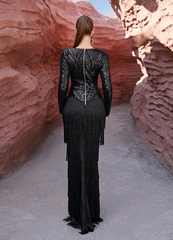 Чорна вечірня сукня SHEIN однотонна