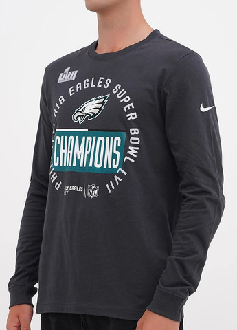 Темно-серый демисезонный кэжуал лонгслив Nike с надписями