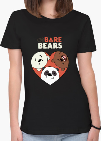 Чорна демісезон футболка жіноча вся правда про ведмедів (we bare bears) (8976-2669) xxl MobiPrint