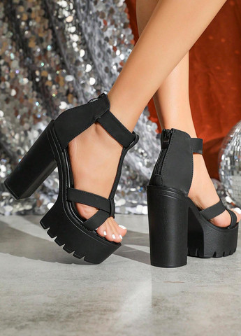 Черные босоножки SHEIN на молнии