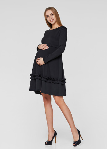 Черное кэжуал платье для беременных и кормящих Lullababe однотонное