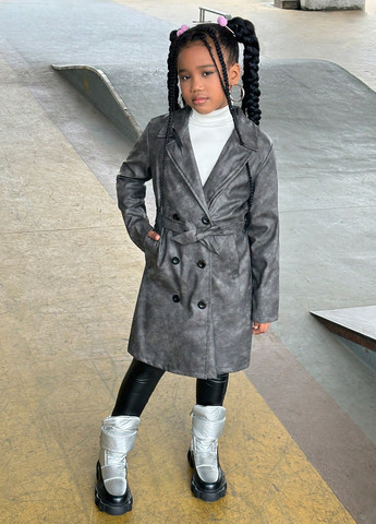 Сіре демісезонне Пальто двобортне SHEIN