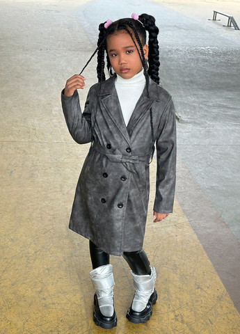 Сіре демісезонне Пальто двобортне SHEIN