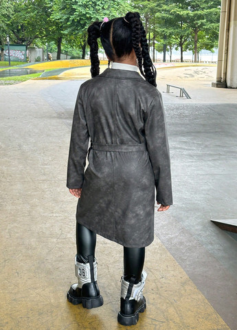 Сіре демісезонне Пальто двобортне SHEIN