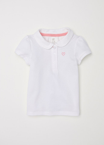 Белая детская футболка-поло для девочки H&M с рисунком