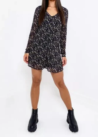 Чорна кежуал плаття, сукня Missguided з квітковим принтом