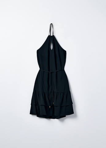 Черное кэжуал платье с открытой спиной Mohito однотонное