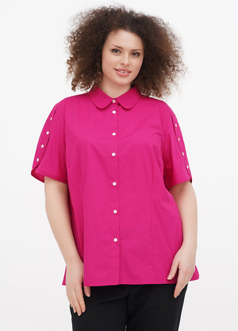Фуксиновая (цвета Фуксия) кэжуал рубашка однотонная Minus