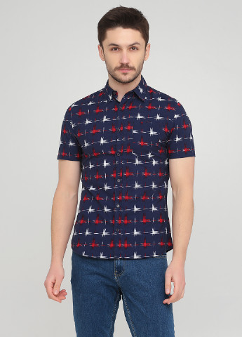 Темно-синяя кэжуал рубашка с геометрическим узором Asos