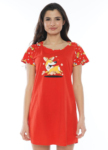 Оранжевое домашнее платье-футболка Vienetta лиса оранжевая домашняя хлопок
