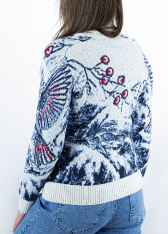 Білий зимовий светр жіночий білий зимовий з птахами Pulltonic Прямая