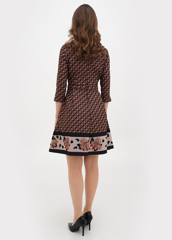 Темно-бежева кежуал сукня кльош Sassofono з абстрактним візерунком