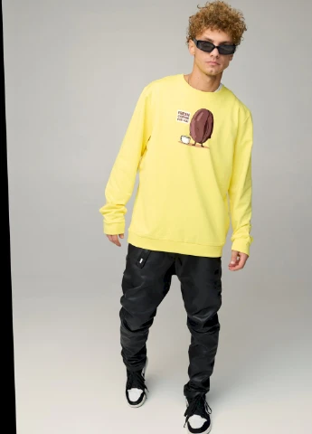 Жовтий свитшот мужской oversize /no flis/ YAPPI малюнок (254557487)