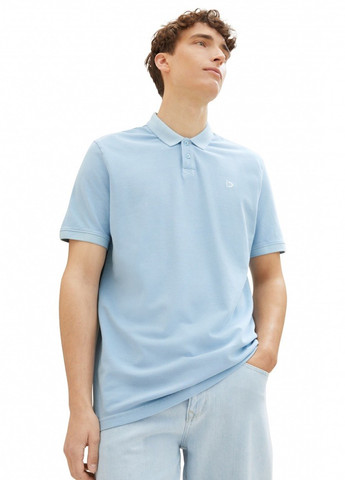 Светло-голубой футболка-поло для мужчин Tom Tailor однотонная