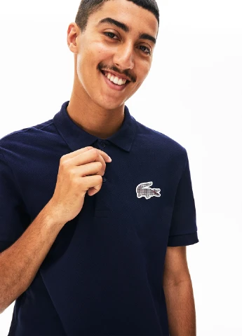 Темно-синяя футболка-поло для мужчин Lacoste однотонная