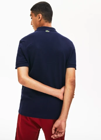 Темно-синяя футболка-поло для мужчин Lacoste однотонная