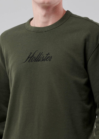 Світшот Hollister - Прямий крій однотонний оливковий кежуал бавовна - (251851161)