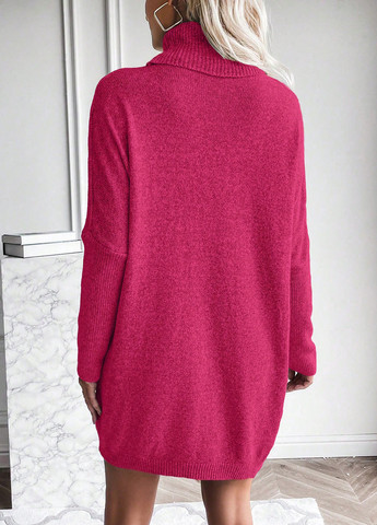 Фуксинова (кольору Фукія) кежуал сукня сукня светр SHEIN однотонна