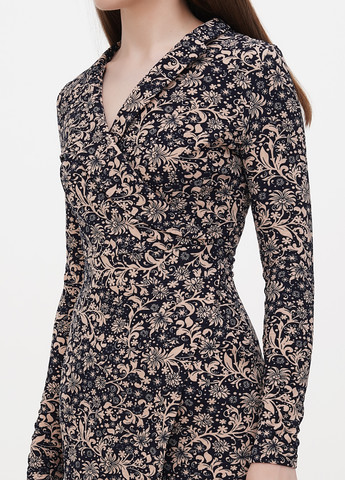 Бежевое кэжуал платье на запах Rebecca Tatti с цветочным принтом