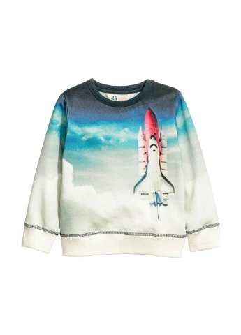 H&M свитшот рисунок молочный кэжуал