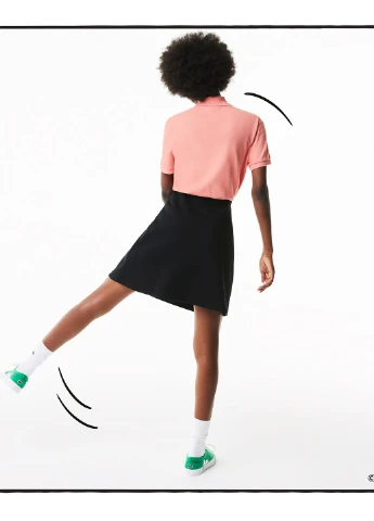 Персиковая женская футболка-поло Lacoste однотонная