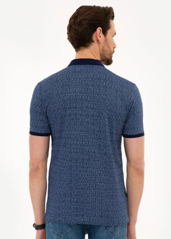Темно-синяя футболка-поло для мужчин Pierre Cardin с абстрактным узором