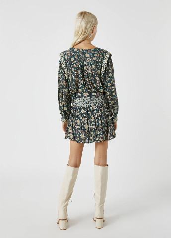Зеленая кэжуал цветочной расцветки юбка Pull & Bear плиссе
