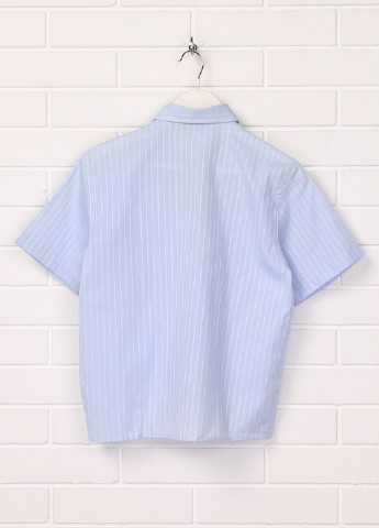 Голубой классическая рубашка в полоску Malip с коротким рукавом