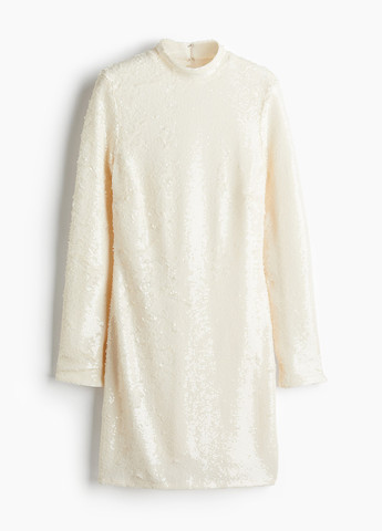 Кремовое вечернее, кэжуал платье с открытой спиной H&M однотонное