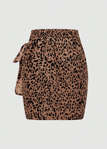 Коричневая кэжуал леопардовая юбка SHEIN на запах
