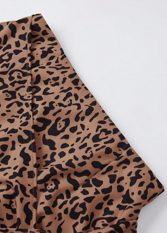 Коричневая кэжуал леопардовая юбка SHEIN на запах