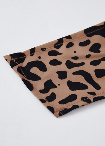 Коричневая кэжуал леопардовая юбка SHEIN на запах