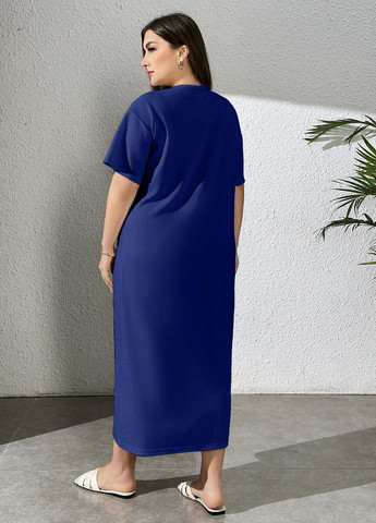 Темно-синя кежуал сукня SHEIN однотонна