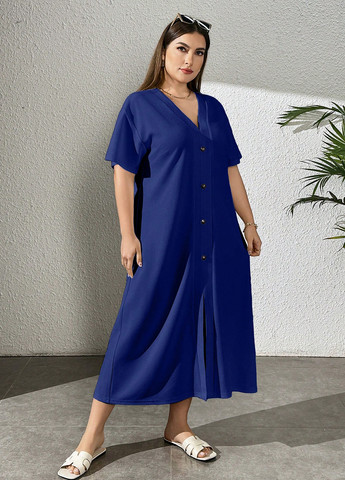 Темно-синя кежуал сукня SHEIN однотонна