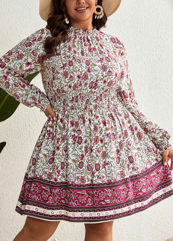 Комбинированное кэжуал платье а-силуэт SHEIN с цветочным принтом