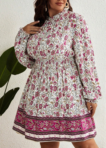 Комбинированное кэжуал платье а-силуэт SHEIN с цветочным принтом