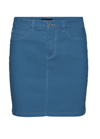 Синяя кэжуал, джинсовая однотонная юбка Vero Moda