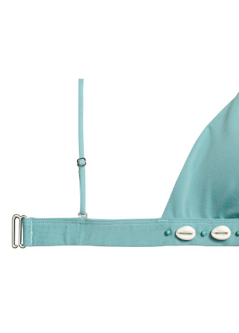 Купальный лиф H&M бикини однотонный бирюзовый пляжный полиэстер