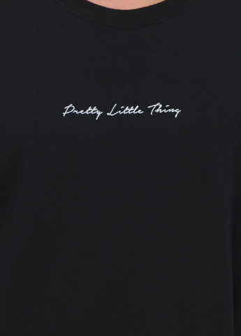 Свитшот PrettyLittleThing - Прямой крой надпись черный кэжуал трикотаж, хлопок - (254516624)